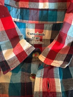 Garanimals Red Teal Blue Plaid Button-Down Shirt